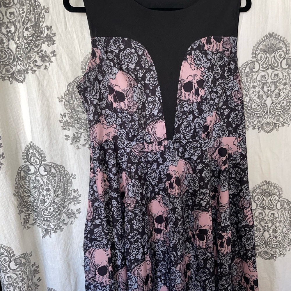 Black and Pink Skull Pattern Dress